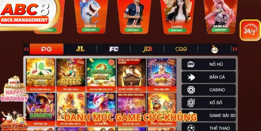 Kho game ABC8 đa dạng và hấp dẫn mọi bet thủ